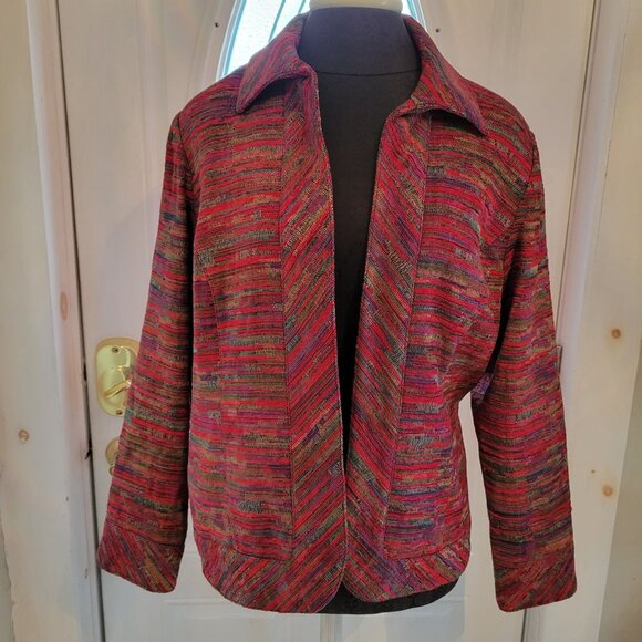 Coldwater Creek Womens Multicolor Tapestry Striped Jacket M - Picture 1 of 6